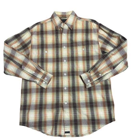 Tommy Bahama Indigo Palms Mens Size Small Tan Rust LS 100% Cotton Western Shirt - Picture 1 of 7